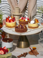 White Marble Cake stand with Gold Base