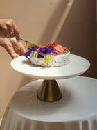 White Marble Cake stand with Gold Base