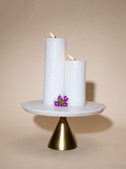 White Marble Cake Stand and Tray Set with Gold Base