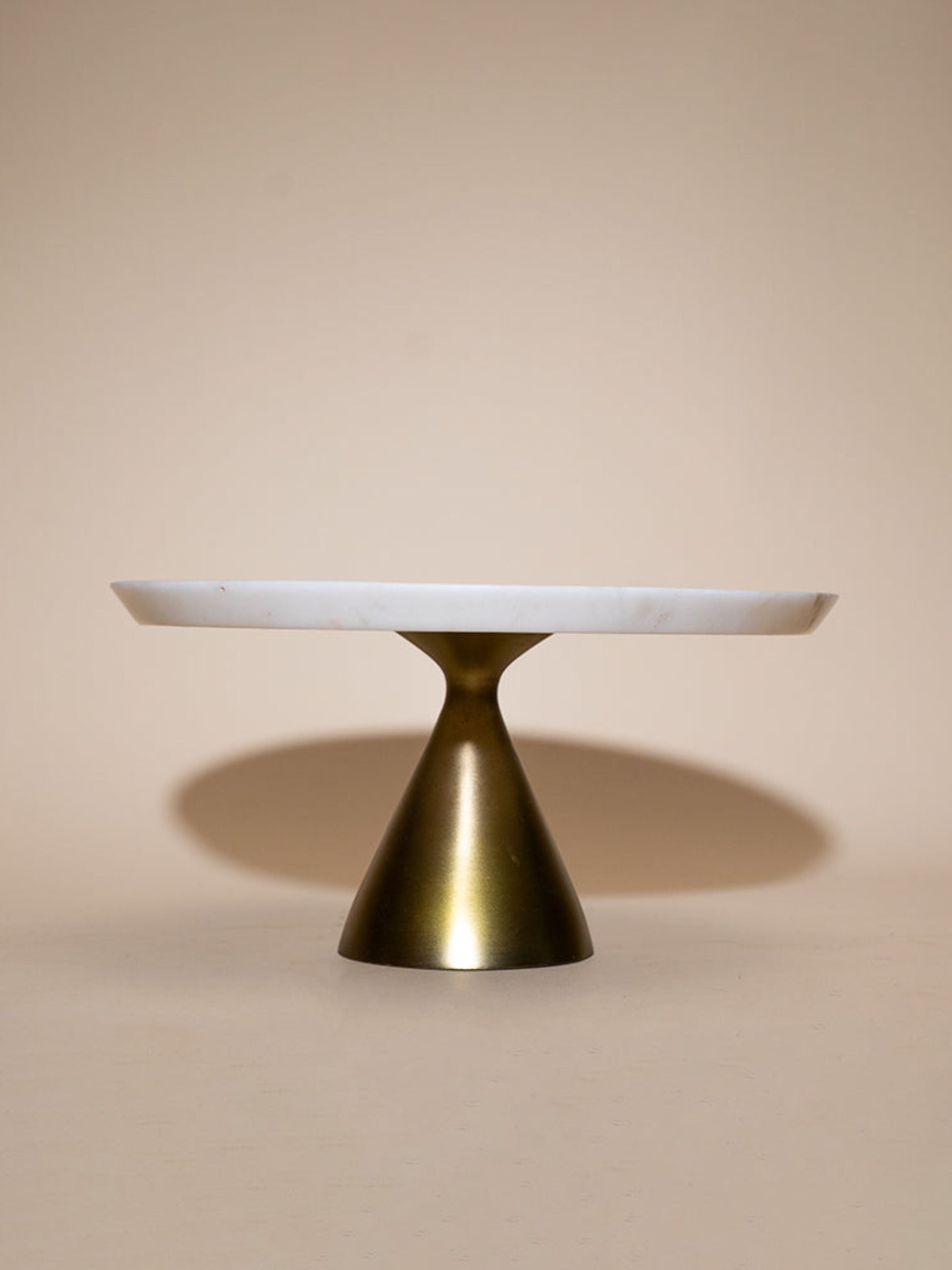 White Marble Cake stand with Gold Base