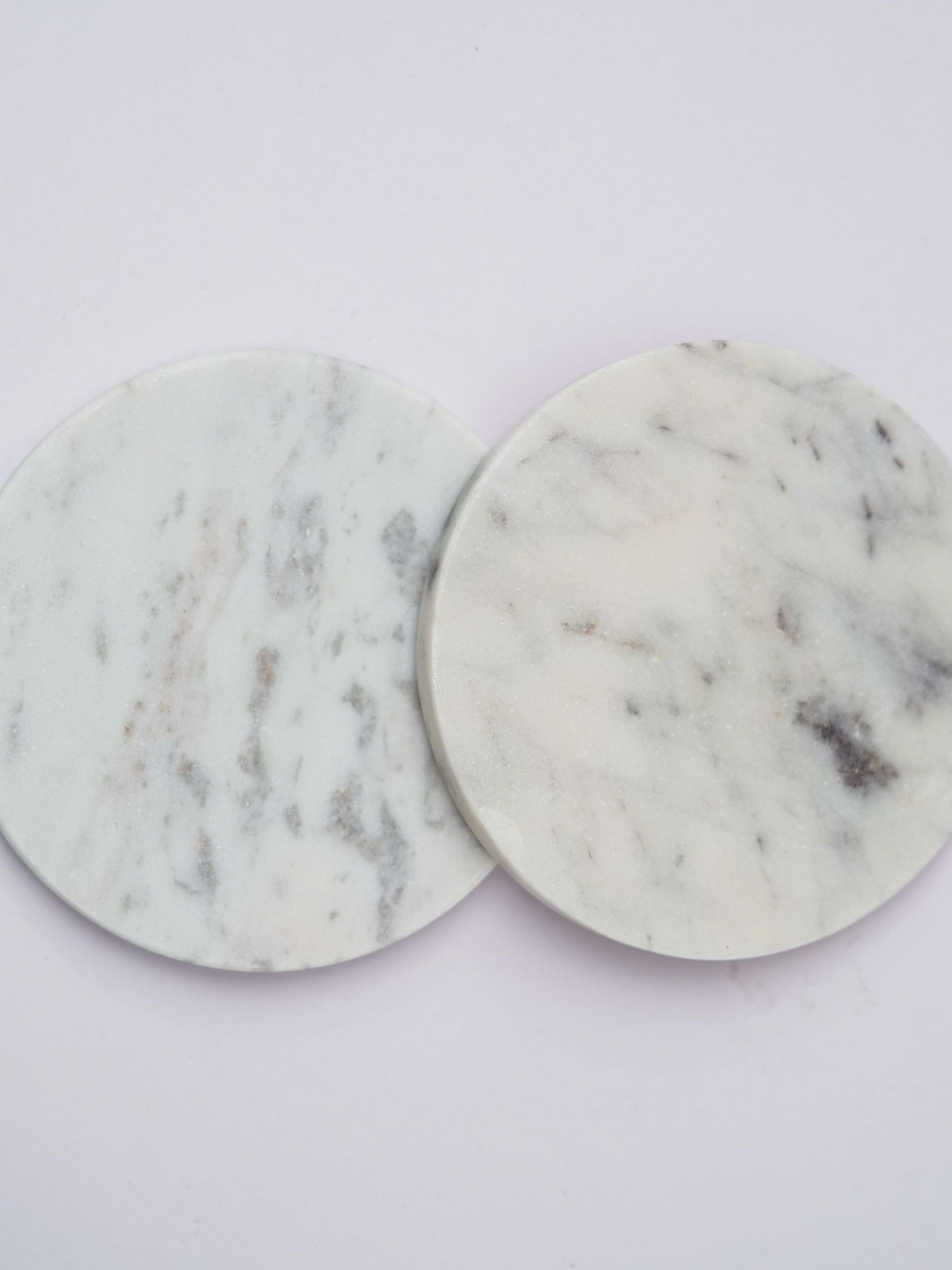 Round Coaster - White Marble Plain