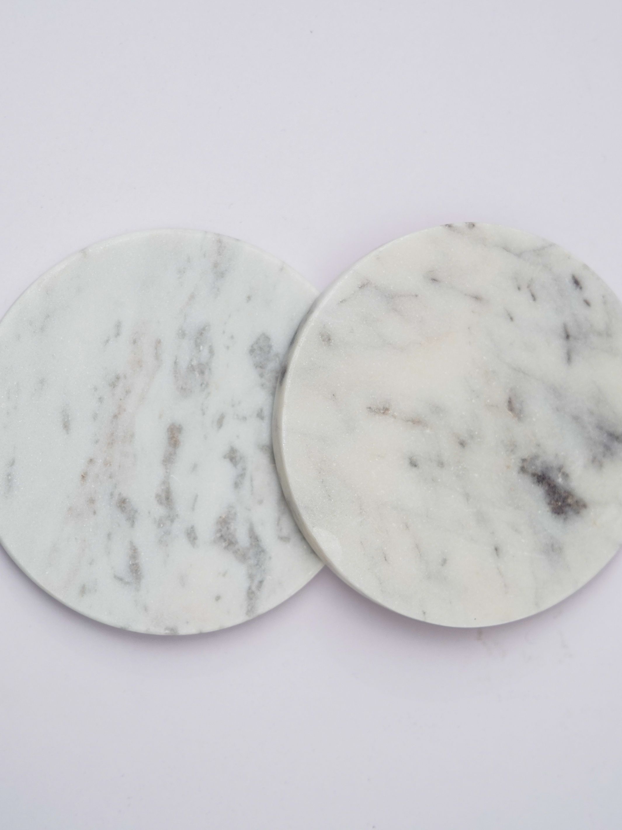 Round Coaster - White Marble Plain