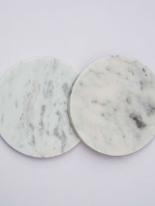Round Coaster - White Marble Plain