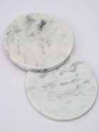 Round Coaster - White Marble Plain