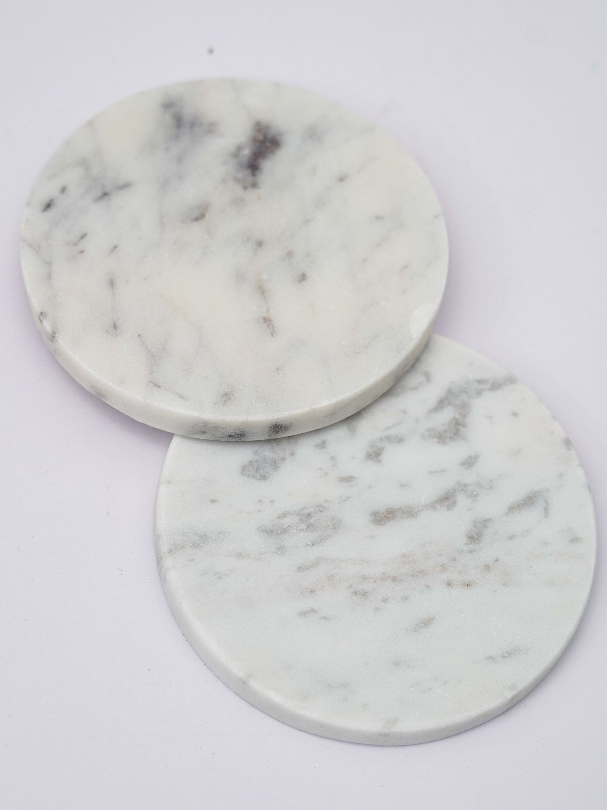 Round Coaster - White Marble Plain