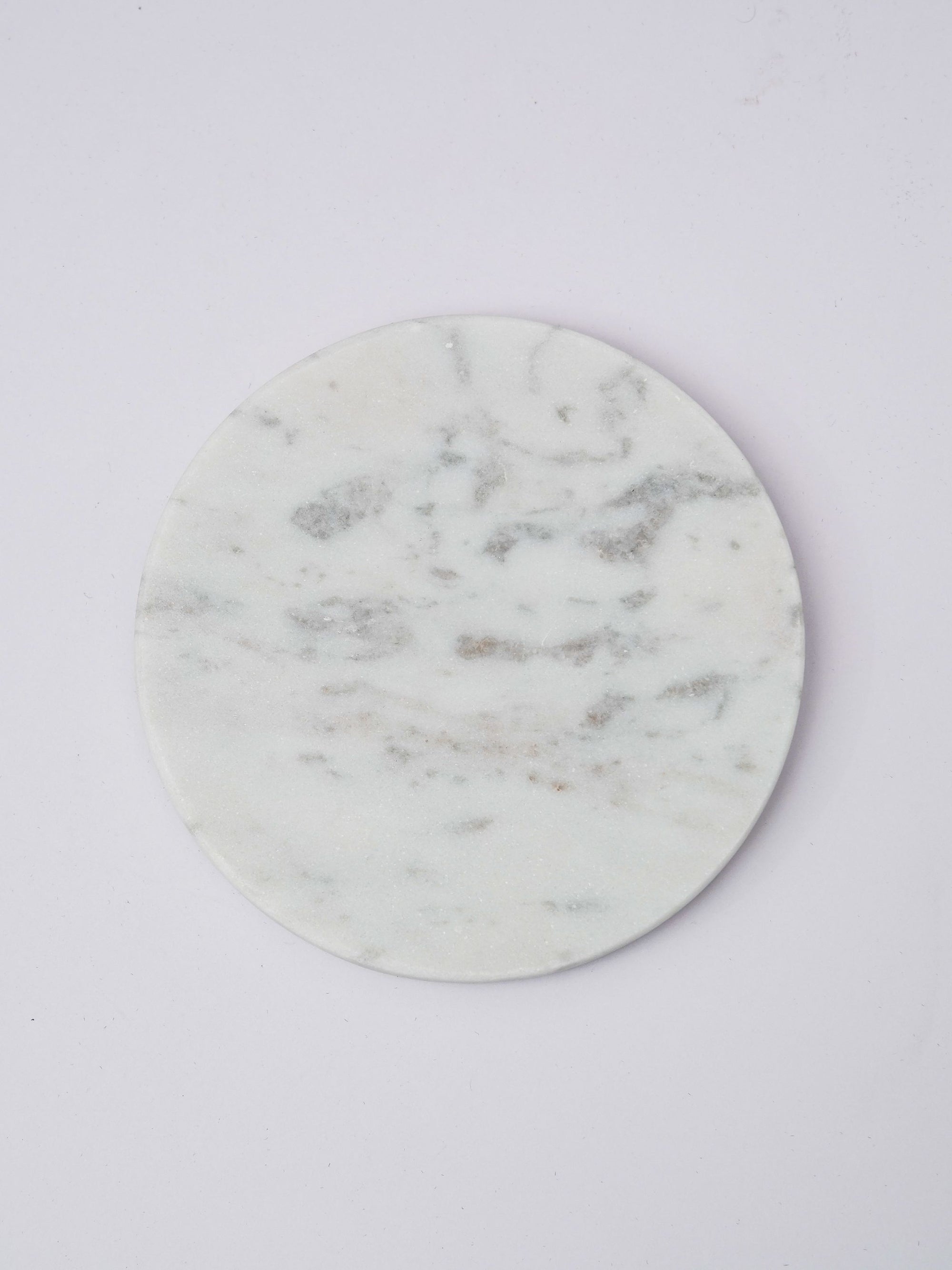 Round Coaster - White Marble Plain