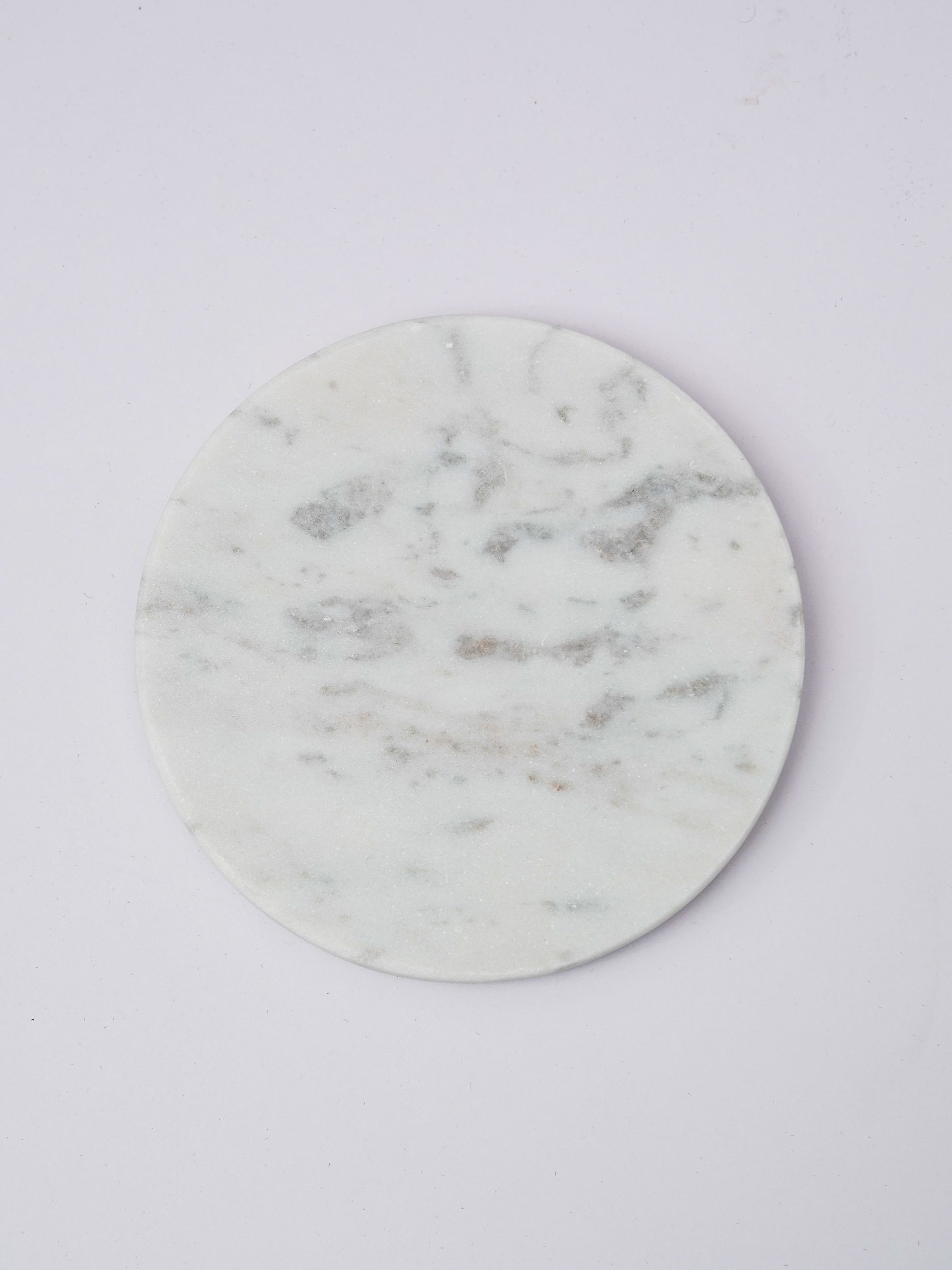 Round Coaster - White Marble Plain