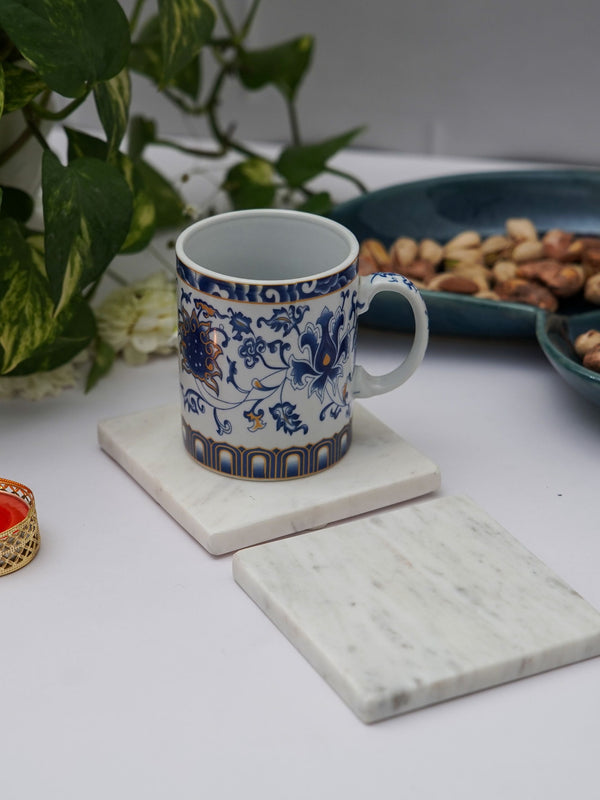 Square Coaster Set of 2 - White Marble Plain