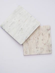 Square Coaster Set of 2 - White Marble Plain