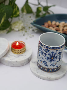 Round Coaster - White Marble Plain