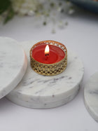 Round Coaster - White Marble Plain
