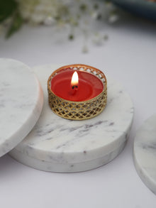 Round Coaster - White Marble Plain