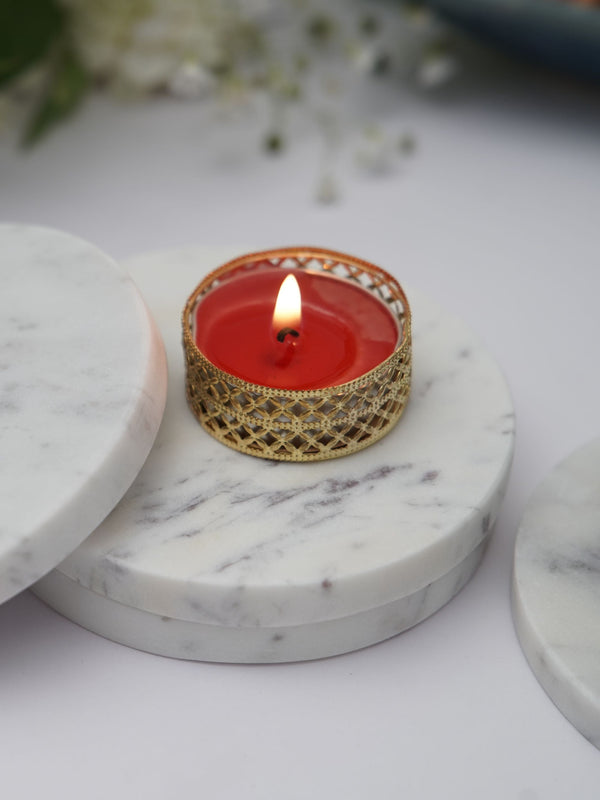 Round Coaster - White Marble Plain