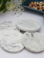 Round Coaster - White Marble Plain