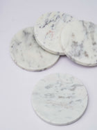 Round Coaster - White Marble Plain
