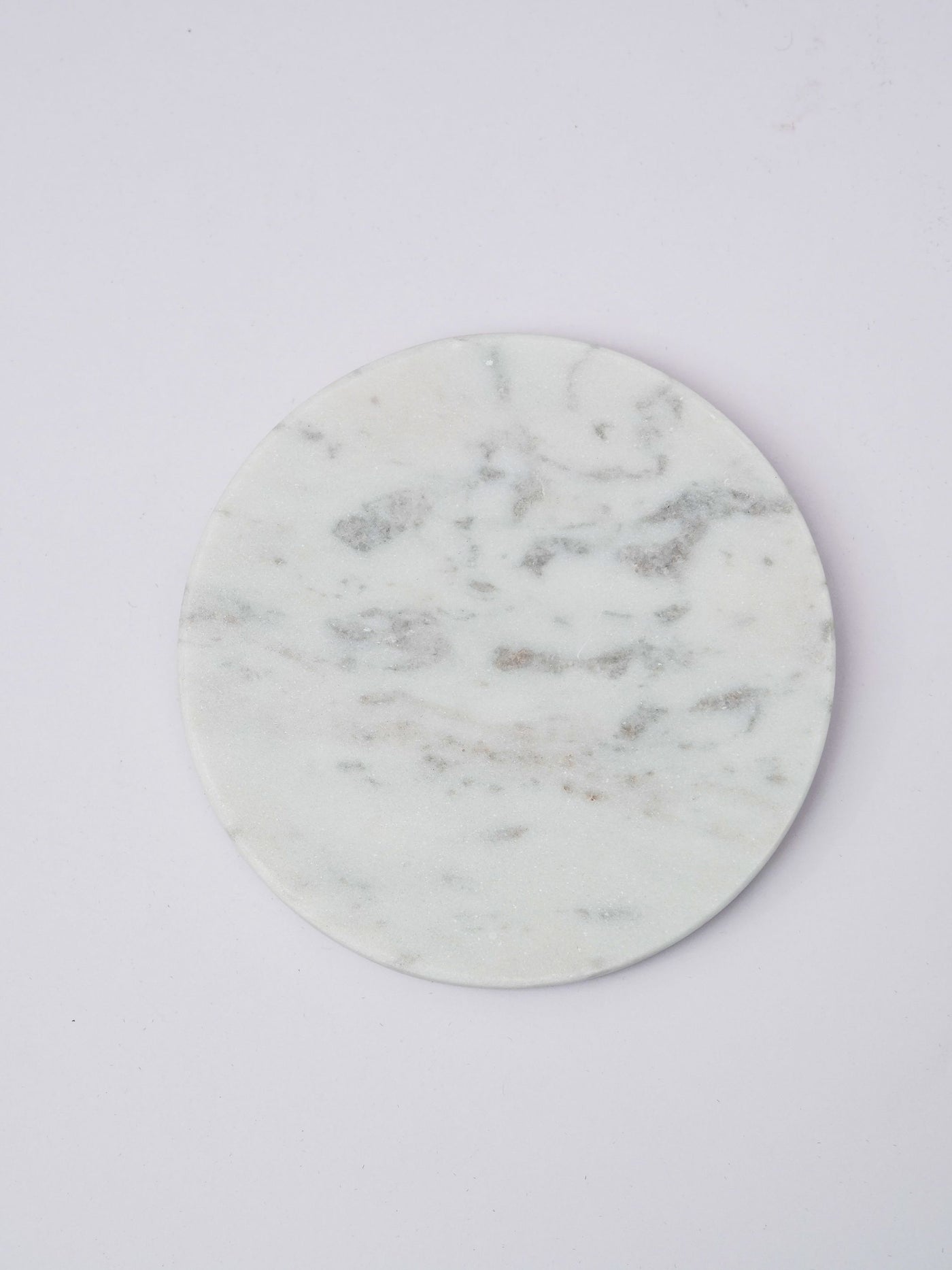 Round Coaster Set of 4 - White Marble Plain