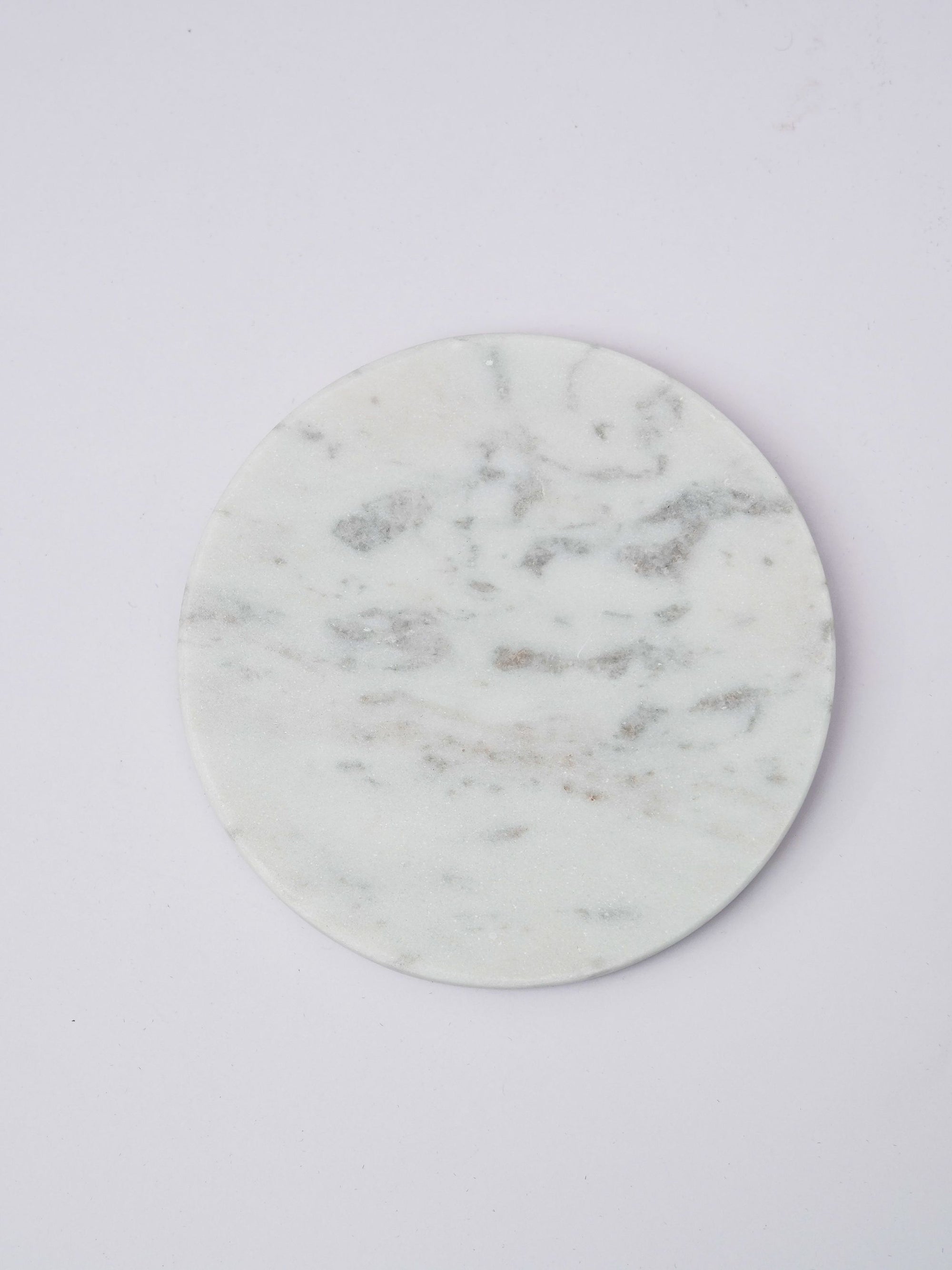Round Coaster - White Marble Plain