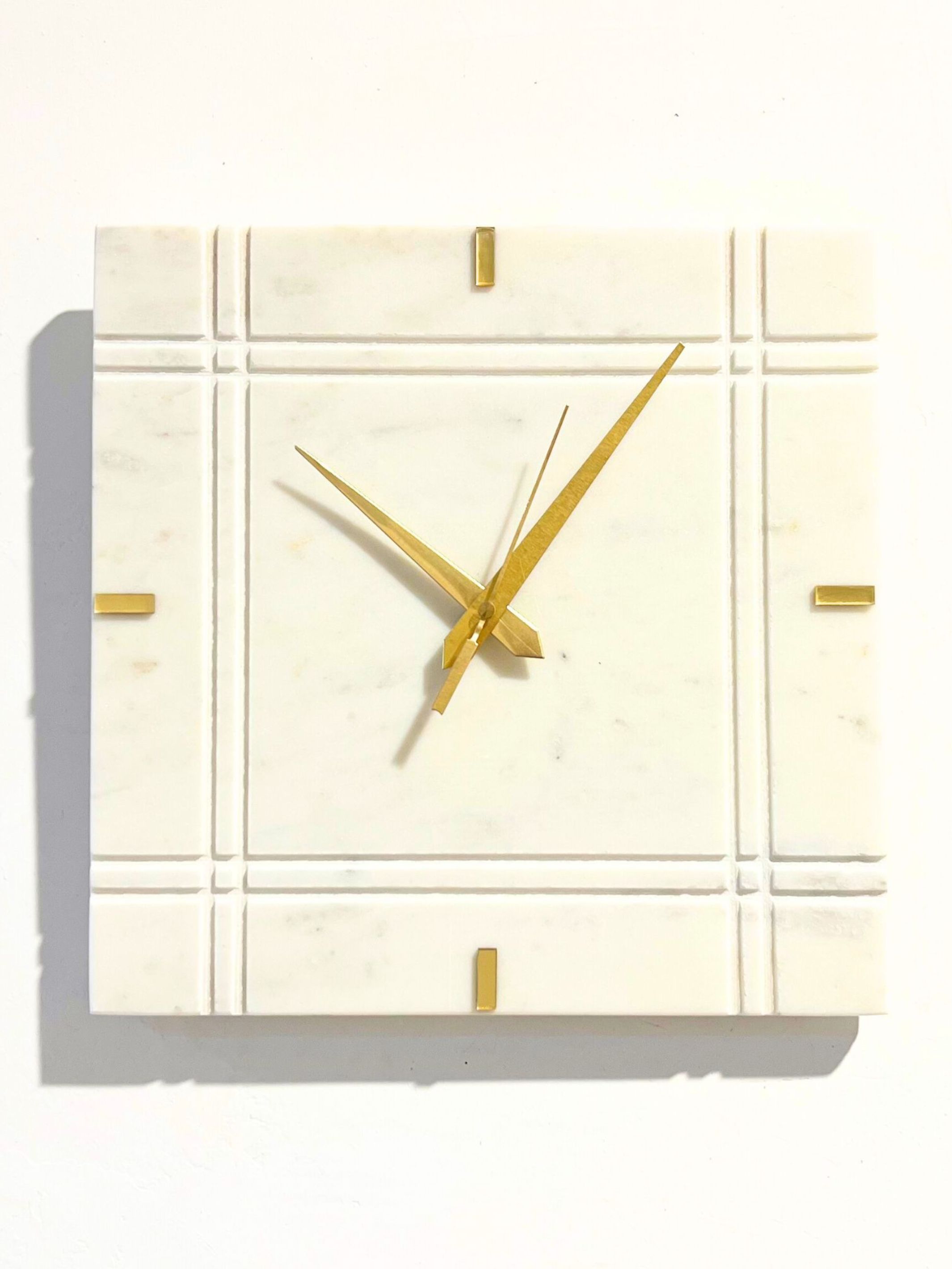 White Marble Square Wall Clock