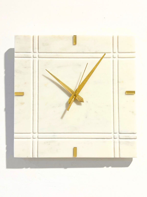White Marble Square Wall Clock