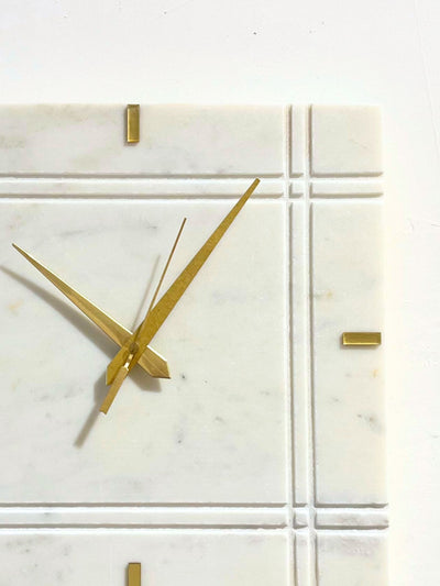 White Marble Square Wall Clock