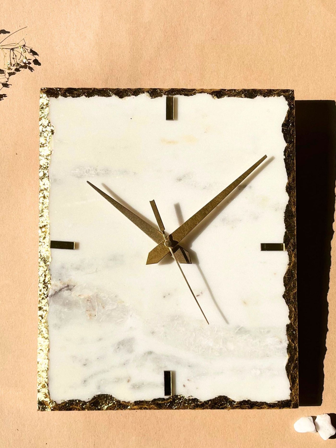 White Marble Wall Clock Rectangle