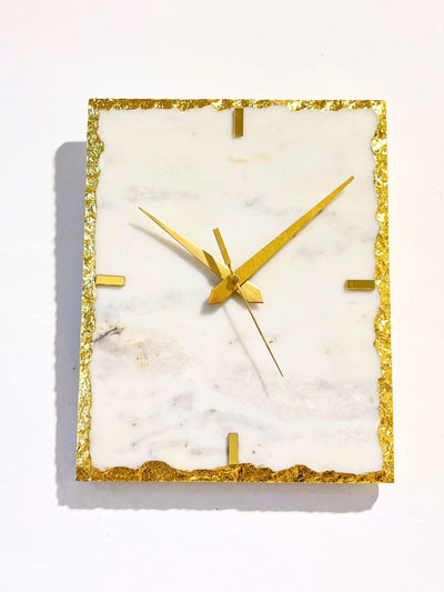White Marble Wall Clock Rectangle