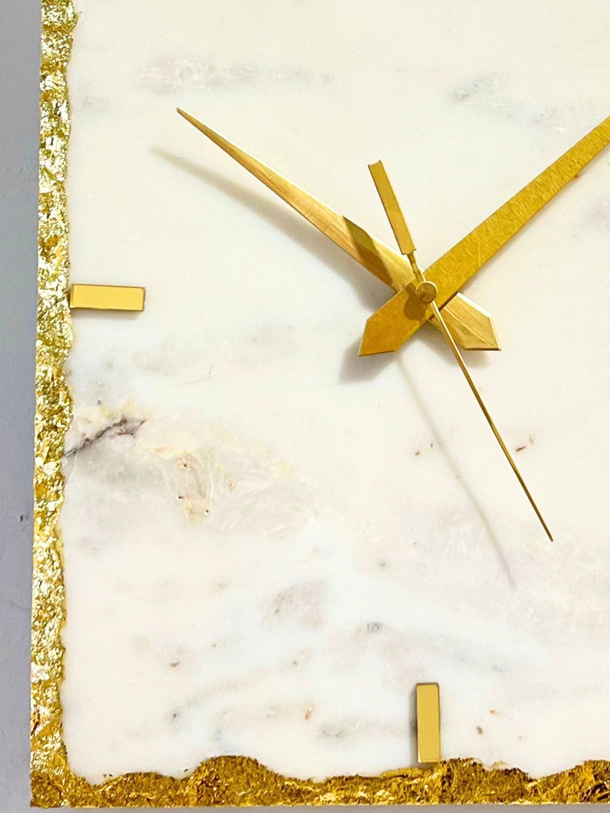 White Marble Wall Clock Rectangle