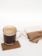 Square Coasters - White Marble & Wood