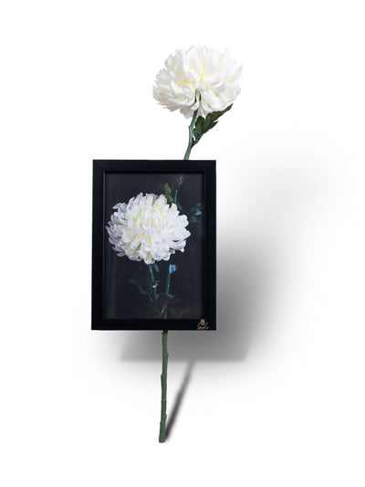 White Mum Spray Wall Art