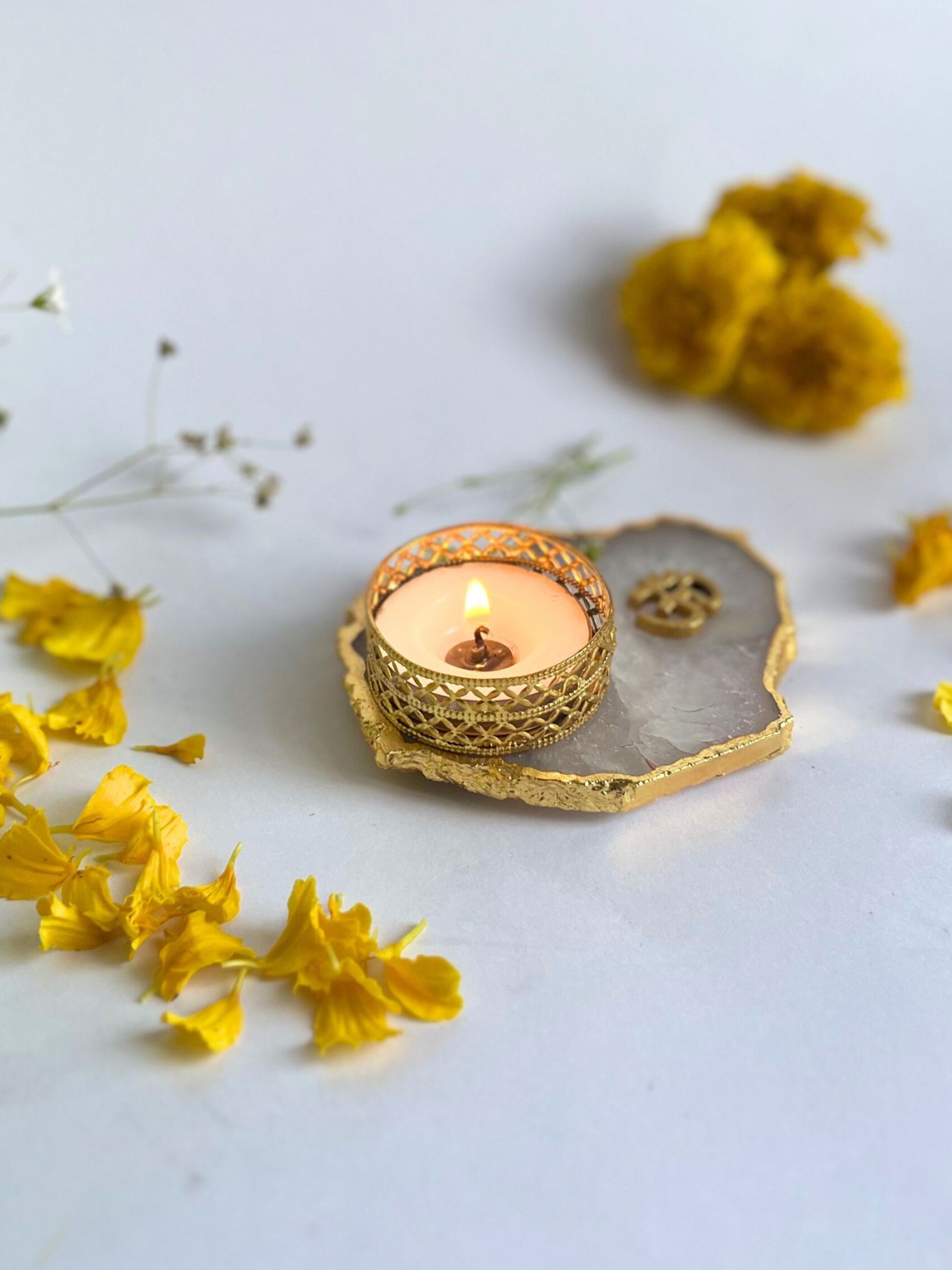 OM Tea Light Candle Holder Set of 2