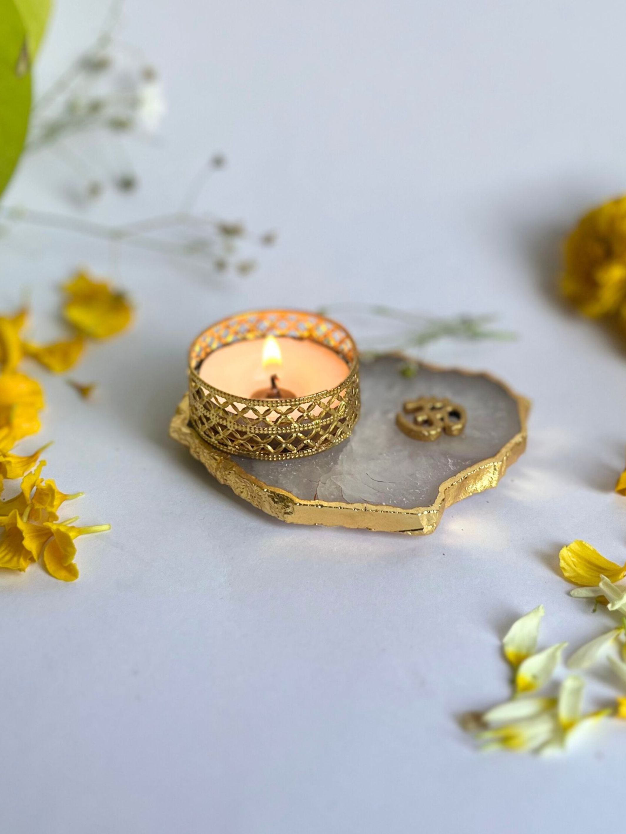 OM Tea Light Candle Holder Set of 2