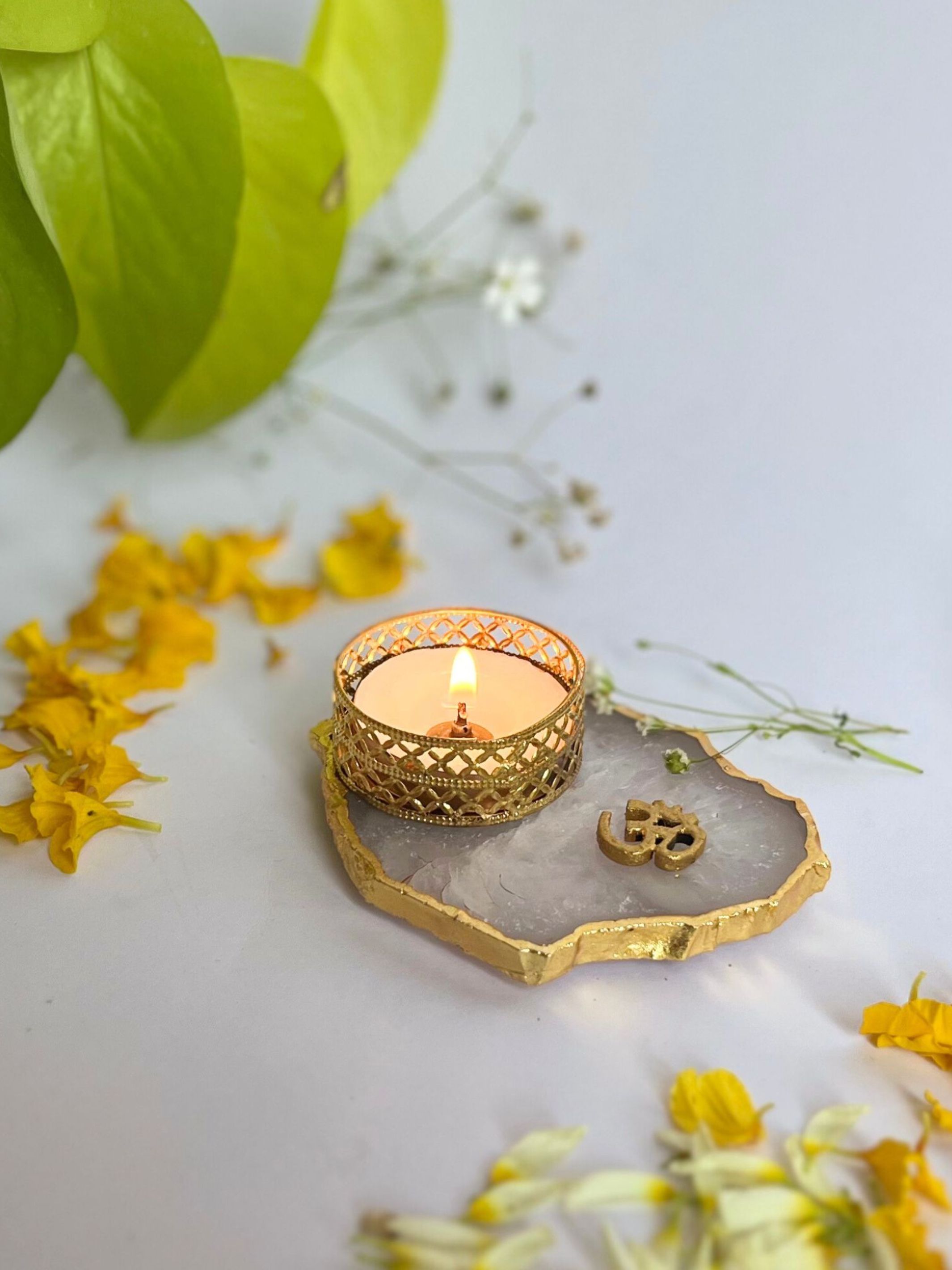 OM Tea Light Candle Holder Set of 2