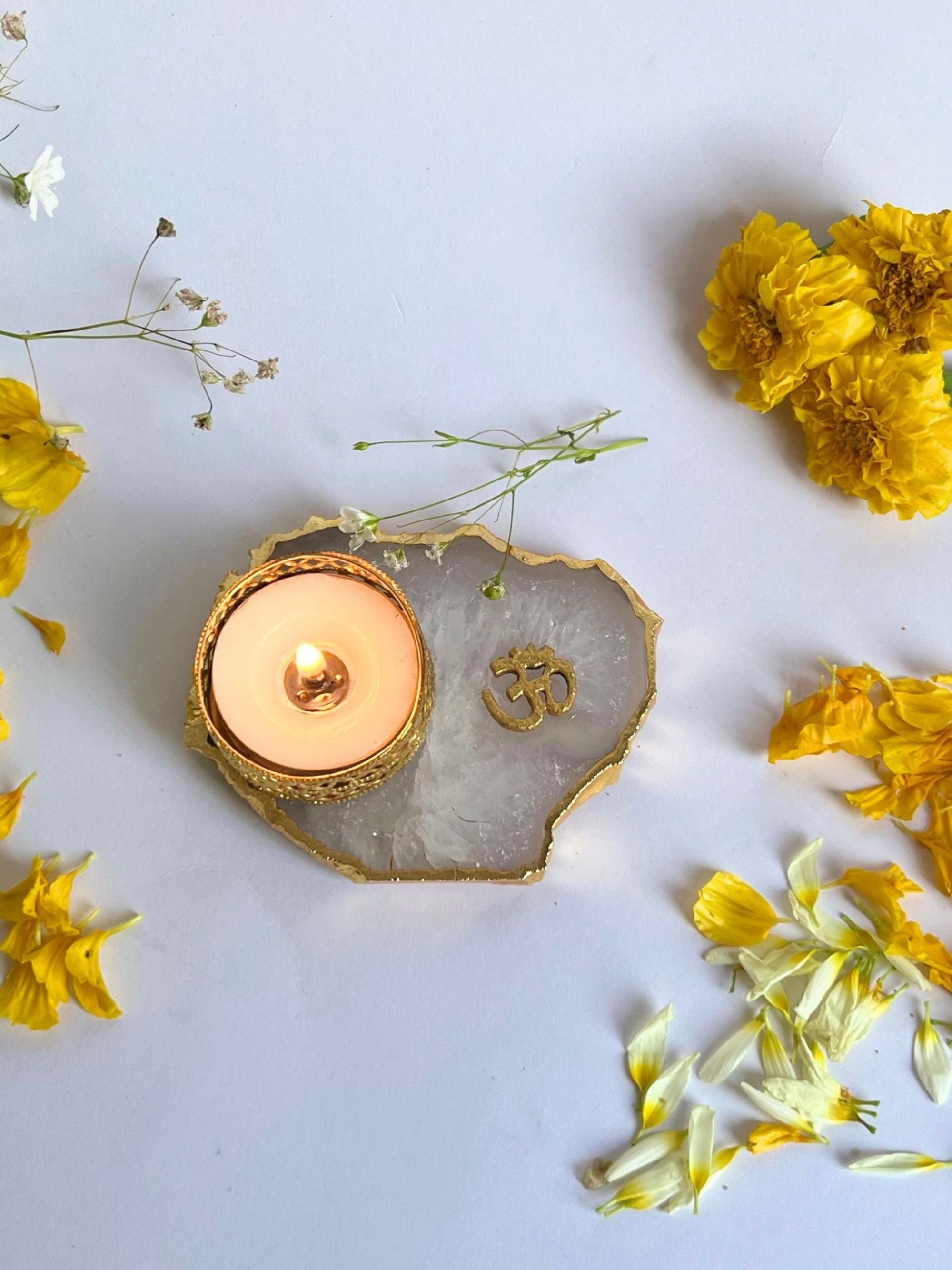 OM Tea Light Candle Holder Set of 2