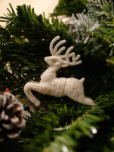 White Reindeer Christmas Tree Hanging Pack Of 2