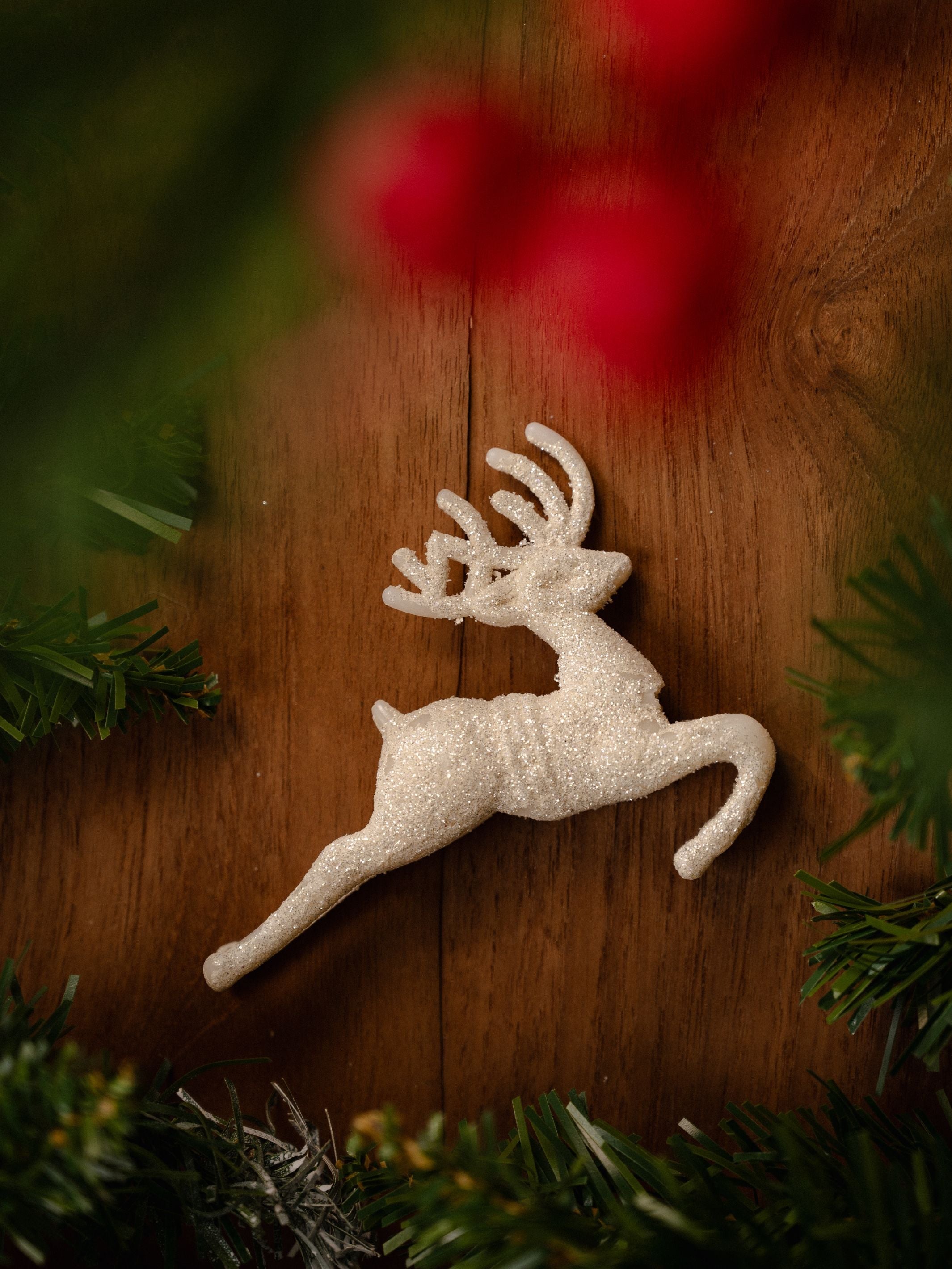 White Reindeer Christmas Tree Hanging Pack Of 2