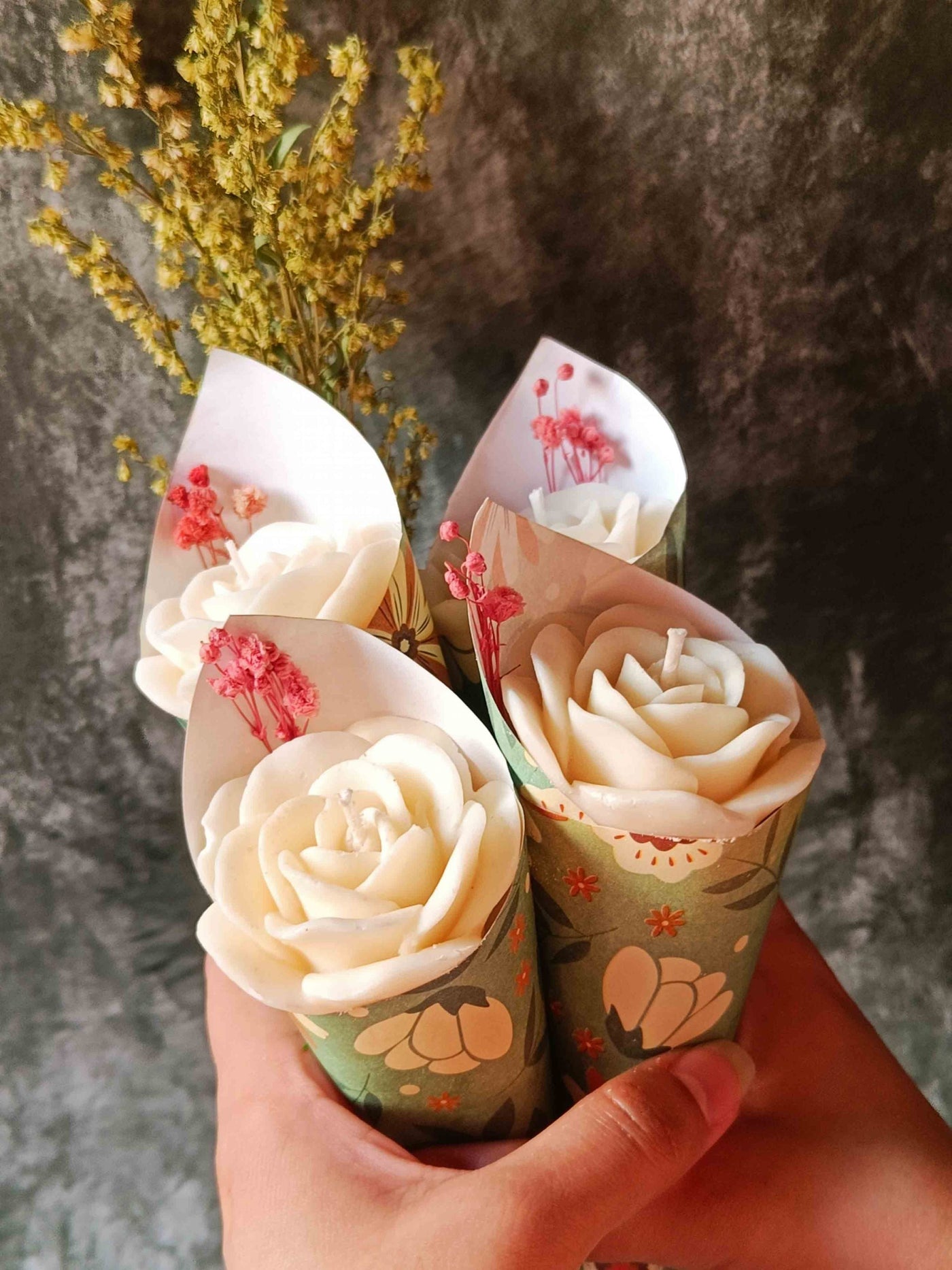 Candle Flower Bouquet Sets -  White Rose