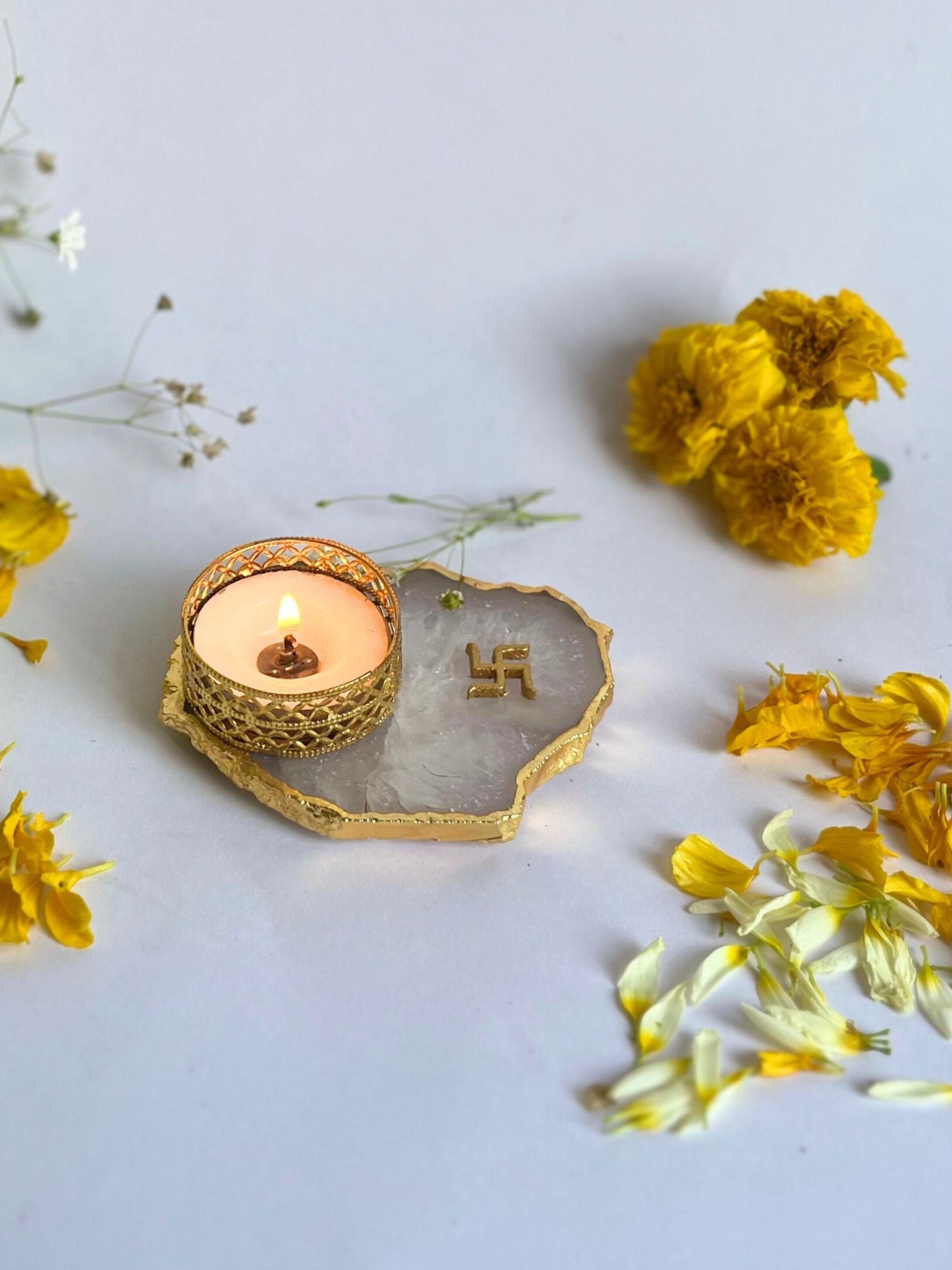 Swastik Tea Light Candle Holder Set of 2