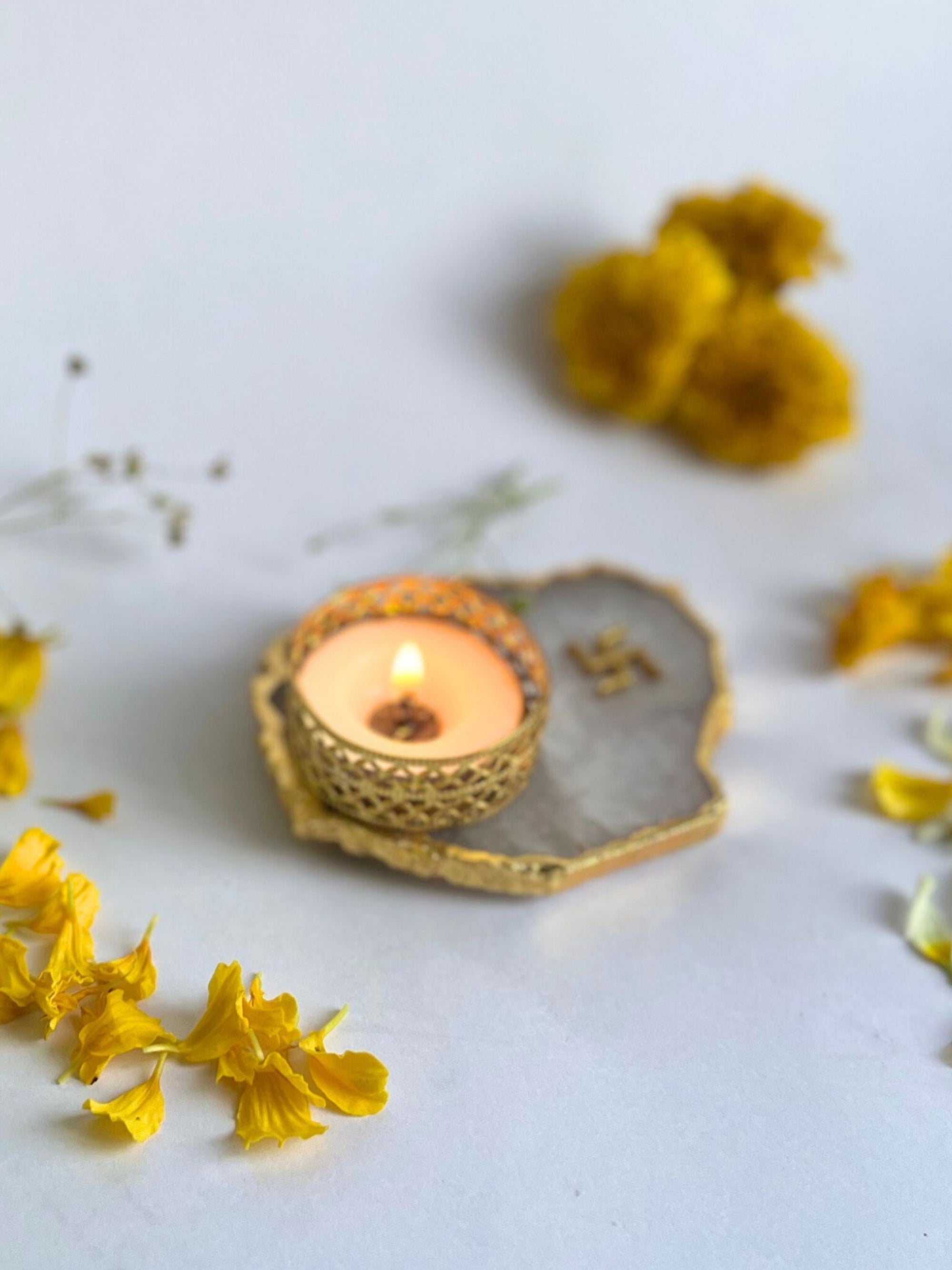 Swastik Tea Light Candle Holder Set of 2