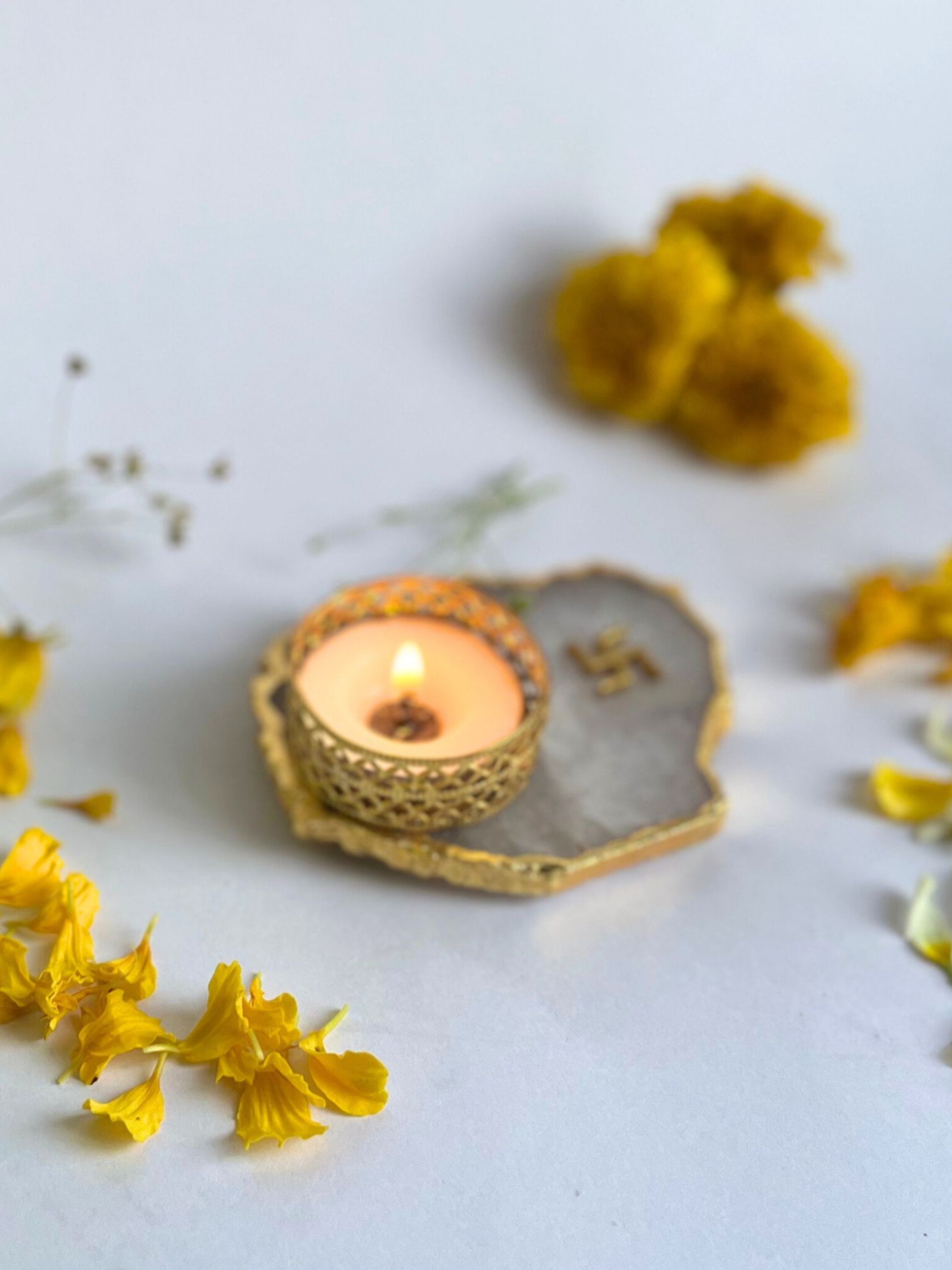 Swastik Tea Light Candle Holder Set of 2