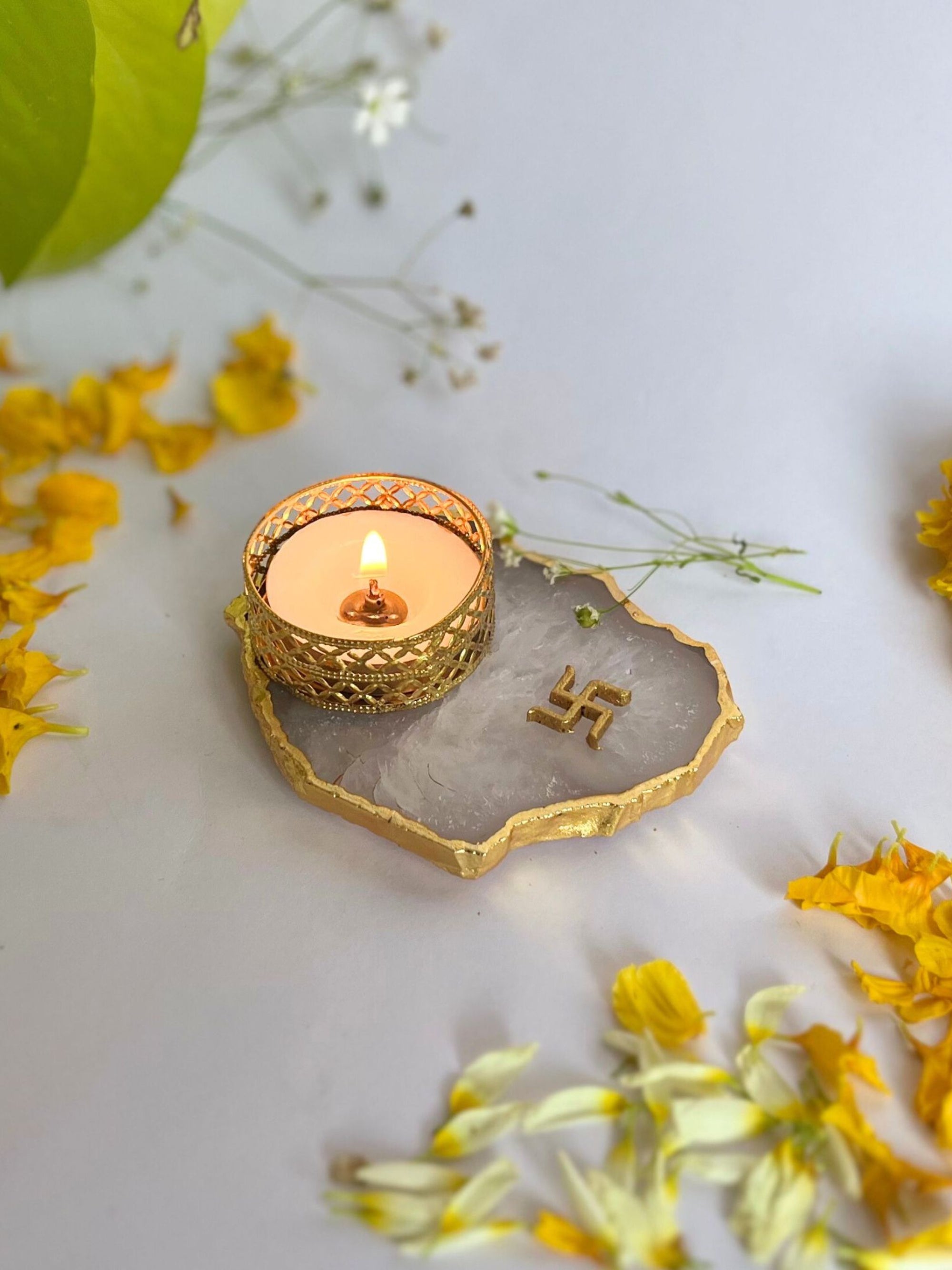 Swastik Tea Light Candle Holder Set of 2