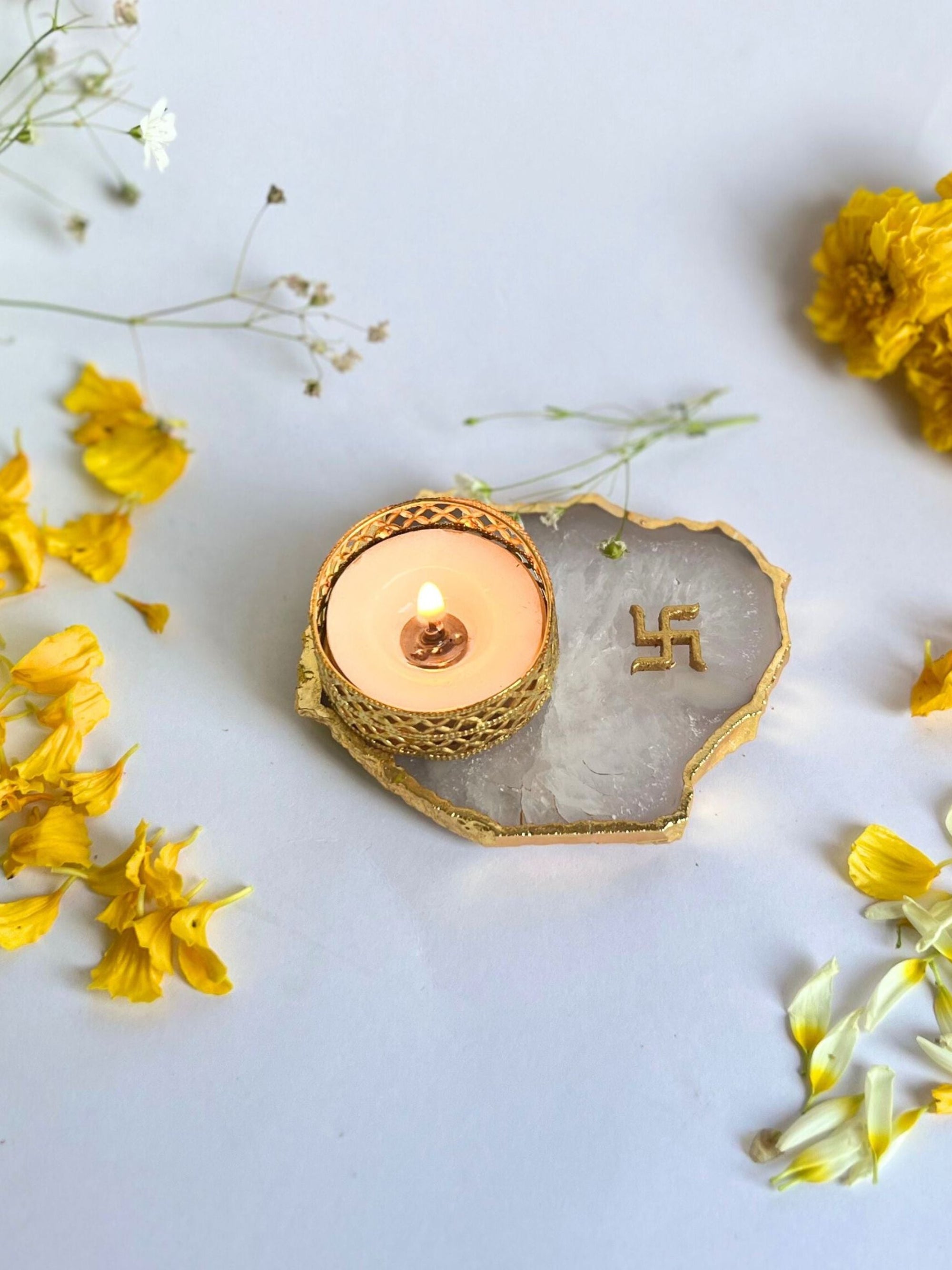 Swastik Tea Light Candle Holder Set of 2