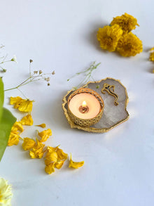 Tea Light Candle Holder with Ganesh Set of 2