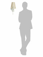 White Wall Sconce with Tassel Shade and Crystal Accents
