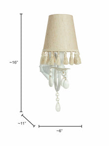 White Wall Sconce with Tassel Shade and Crystal Accents