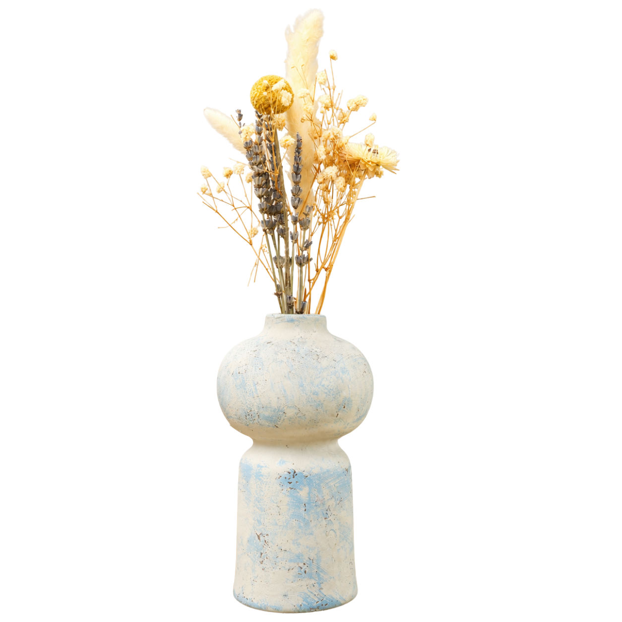 Coastal Bloom Blue & White Porcelain Vase with Dried Flowers | Home Décor - https://artecasa.in/