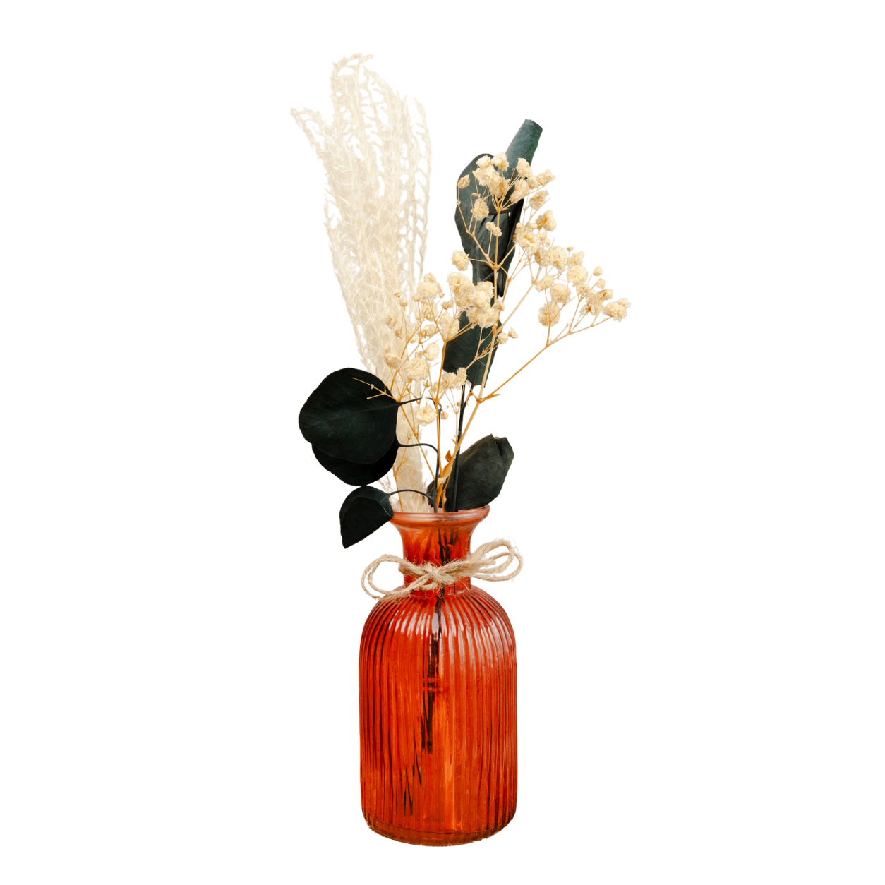 Amber Haven Large Glass Vase with Dried Flowers | Elegant Home Décor