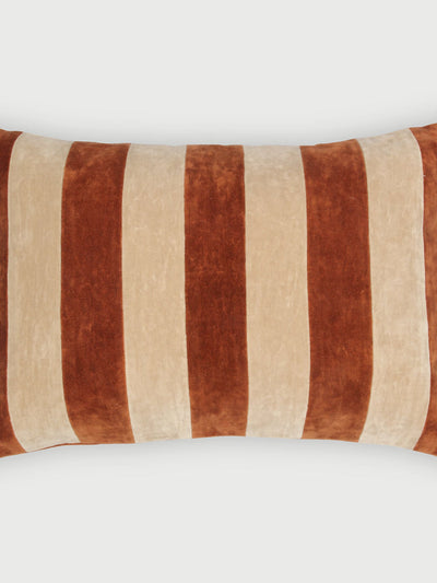 Willow Burnt Orange Velvet Stripe Cushion Cover