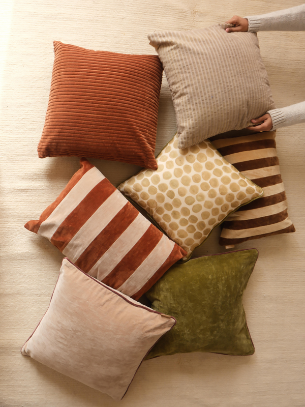 Polka Dot Olive Velvet Cushion Cover