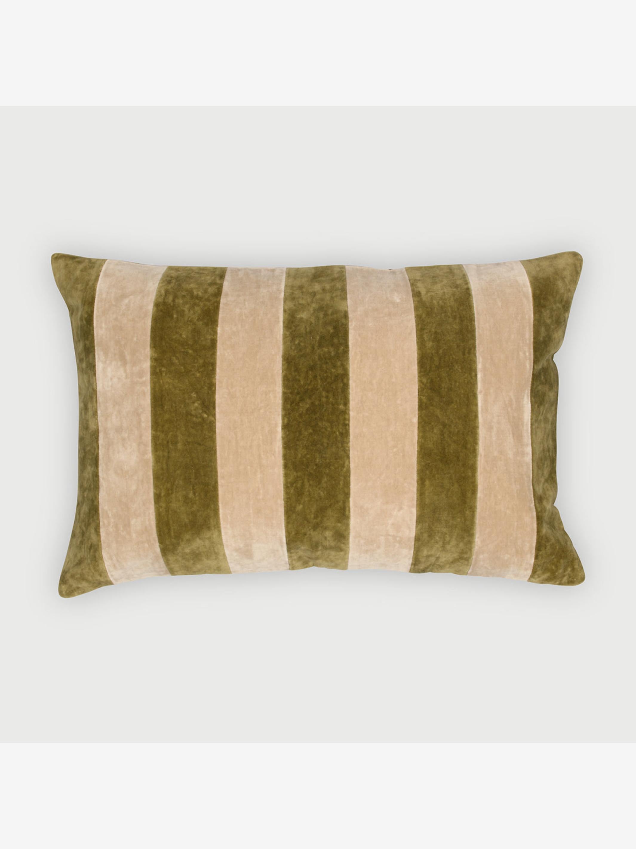 Willow Olive Velvet Stripe Cushion Cover