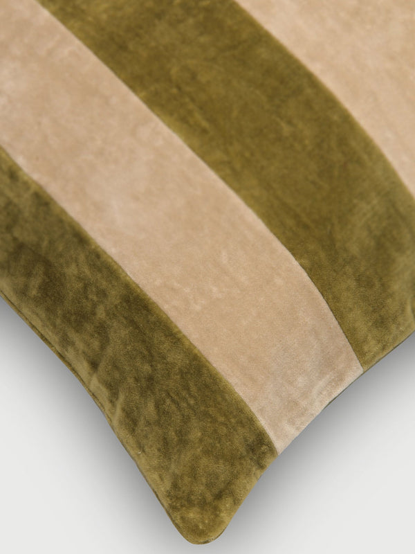 Willow Olive Velvet Stripe Cushion Cover